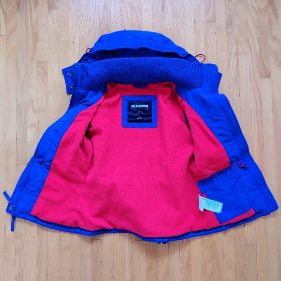 ๐2/$15๐ Abercrombie & Fitch Royal Blue Jacket with Red Embroidery Lining - Picture 3 of 8